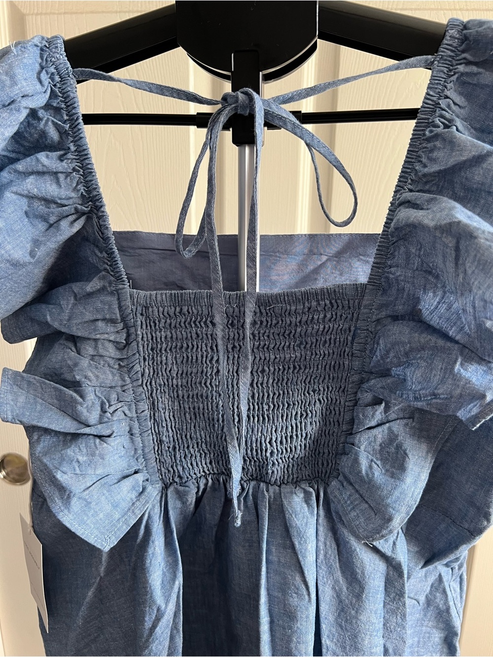 Free Assembly Light Blue Square-Neck Ruffle Sleeve Top - Picture 9 of 10